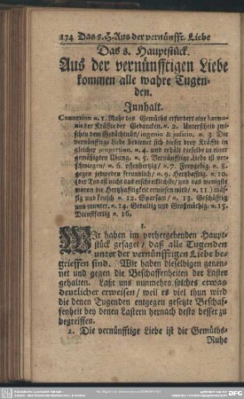 Das 8. Hauptstück. Aus der vernünfftigen Liebe kommen alle wahre Tugenden