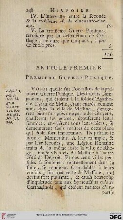 Article premier: Première Guerre Punique
