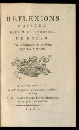 Réflexions Rapides, Pour M. Le Cardinal De Rohan, Sur le Sommaire de la Dame De La Motte