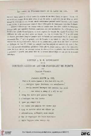 5: Lettre à M. E. Revillout sur les contrats Grecs du Louvre provenant de Faioum, [6]