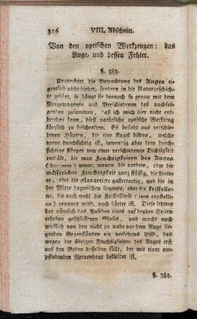 Von den optischen Werzeugen: das Auge, und dessen Fehler