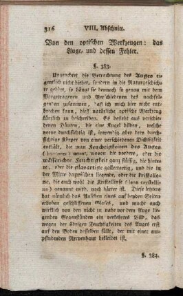 Von den optischen Werzeugen: das Auge, und dessen Fehler
