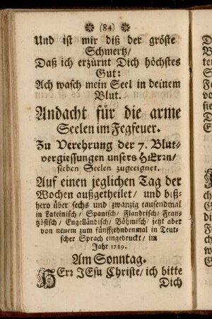 Andacht für die arme Seelen im Fegfeuer.