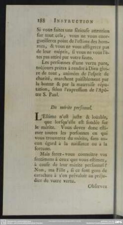 Du mérite personnel