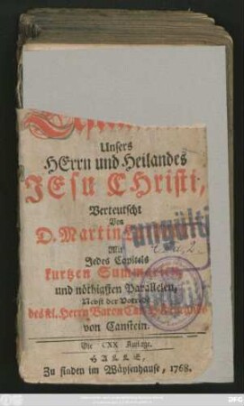 [Das Neue Testament]? Unsers Herrn und Heilandes Jesu Christi