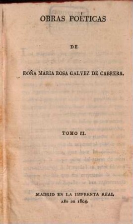 Obras Poeticas de Maria Rosa Galvez de Cabrera. 2