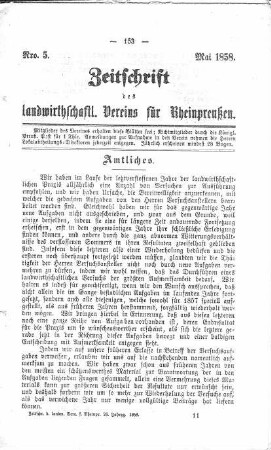 Zeitschrift des landwirtschaftlichen Vereins für Rheinpreußen Mai 1857