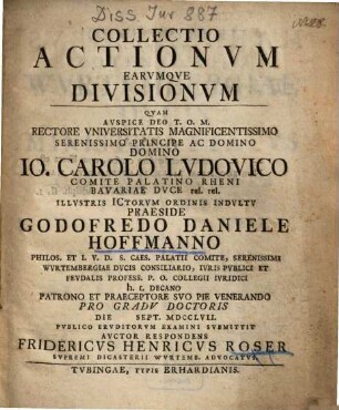 Collectio Actionvm Earvmqve Divisionvm