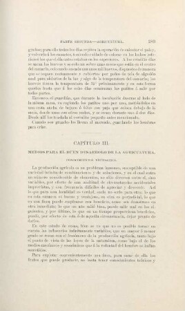 Capítulo III. Medios para el buen desarrolo de la agricultura