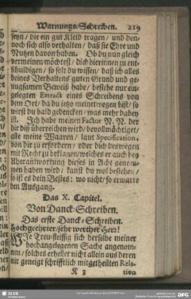 Das X. Capitel. Von Danck-Schreiben