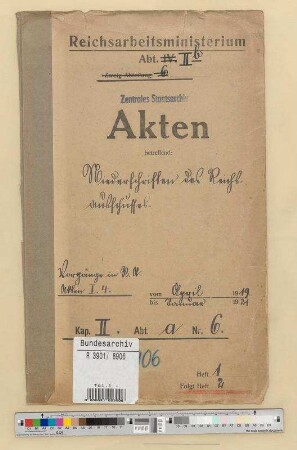 Niederschriften des Reichsausschusses: Bd. 1