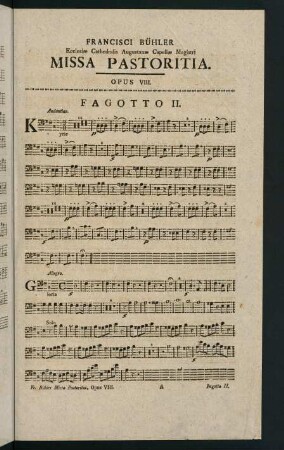 1-6, Missa Pastoritia. Opus VIII. Fagotto II.