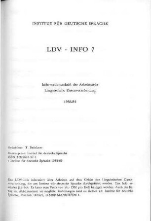 LDV-Service am Institut für deutsche Sprache