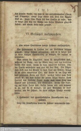 VI. Geflügel aufzuziehen