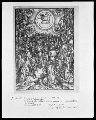 Große Passion, Apokalypse und Marienleben — Apokalypse — Anbetung des Lammes und Lobgesang der Auserwählten im Himmel