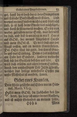 Gebet eines Krancken.