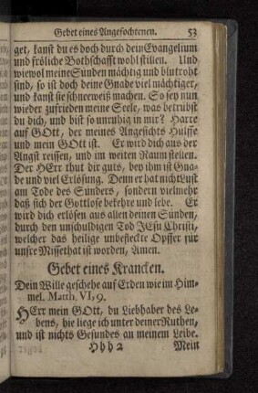Gebet eines Krancken.