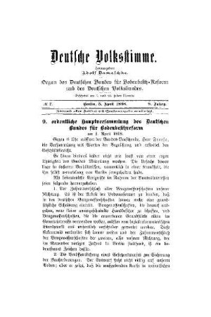9. ordentliche Hauptversammlung des Deutschen Bundes