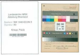 Entnazifizierung Paula Knaup , geb. 12.10.1903 (Buchhaendler)