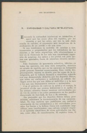 V. - Curiosidad y cultura intelectual