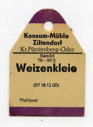 Konsum-Mühle Ziltendorf Weizenkleie