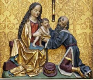 Wildunger Flügelaltärchen — Anbetung des Christusknaben und Apostel Petrus — Anbetung des Christusknaben