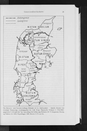 Die Bistums- und Sysseleinteilung Jütlands im 12. Jahrhundert. Karten von Johannes Steenstrup