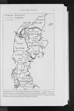 Die Bistums- und Sysseleinteilung Jütlands im 12. Jahrhundert. Karten von Johannes Steenstrup