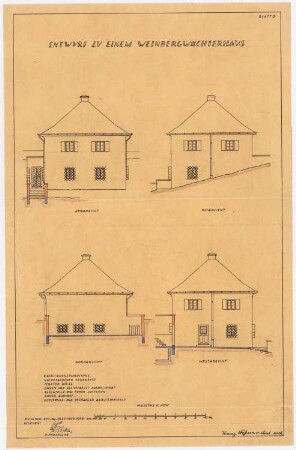 Weinbergwächterhaus: 4 Ansichten 1:100