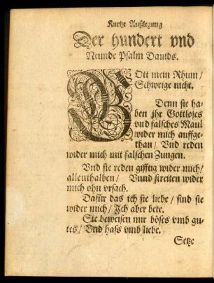 Der hundert und Neunde Psalm Davids.