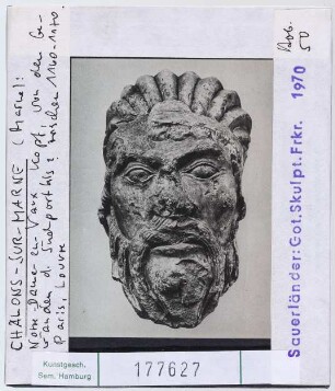 Chalons-sur-Marne: Notre-Dame-en-Vaux, Südportal, Gewände, Kopf. heute: Paris, Louvre