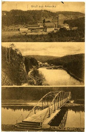 Amerika. im Muldental, Fabrik, Mulde, Brücke