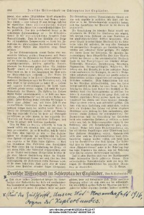 Deutsche Wissenschaft im Schlepptau der Engländer