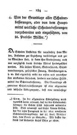 Von der Grundlage aller Schulverbesserungen, oder von dem Hauptmittel wirkliche Schulverbesserungen vorzubereiten und einzuführen