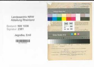 Entnazifizierung Emil Jegodka , geb. 12.11.1897 (Gastwirt)