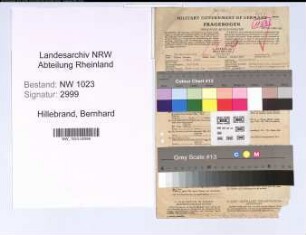 Entnazifizierung Bernhard Hillebrand , geb. 07.05.1900 (Zahnarzt)