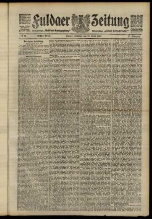 Erste Ausgabe vom Samstag, den 27. April 1912.