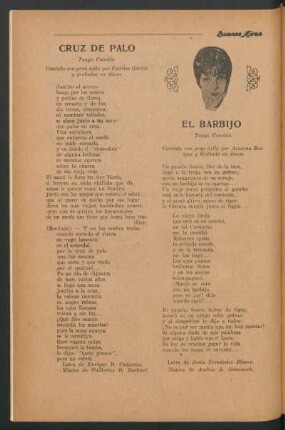 El barbijo : Tango canción. Cantado con gran éxito por Azucena Maizani y grabado en discos