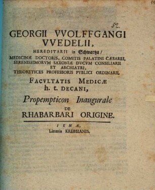 Propempt. inaug. de rhabarbari origine
