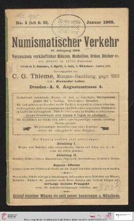 Numismatischer Verkehr: Verzeichnis verkäuflicher Münzen, Medaillen, Orden, Bücher etc.: Nr. 185-188