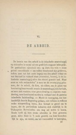 VI. De arbeid
