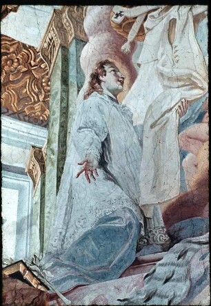 Der heilige Norbert empfängt das Skapulier von der Muttergottes und die Ordensregel vom heiligen Augustin