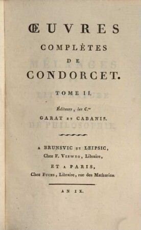 Oeuvres complètes de Condorcet. 2