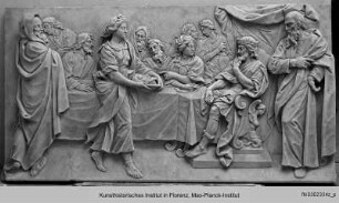 Ehemaliger Altar und Chorschranken (Fragmente: Domopera) : Gastmahl des Herodes (ehemals: Baptisteriumsaltar)