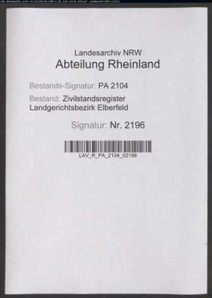 Geburtsregister Heiligenhaus