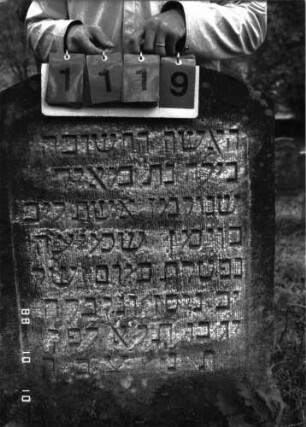 Grabstein 1119 (Index: 100098725) Maße HxBxT: 99x68x10 cm: Grabstein 1119 (Nachholaufnahme)