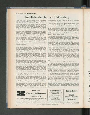 Un nu noch wat Plattdüütsches: De Möllersdöchter vun Tüddelsdörp