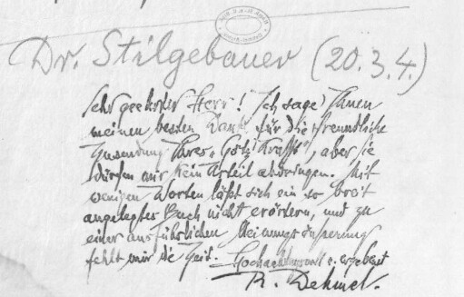 Brief an Edward Stilgebauer