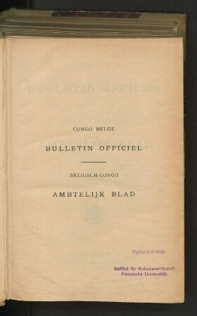 3.1910: Bulletin officiel du Congo Belge