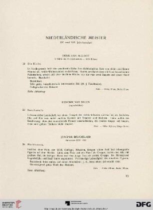 Niederländische Meister XV. und XVII. Jahrhundert (Nr. 32-79)